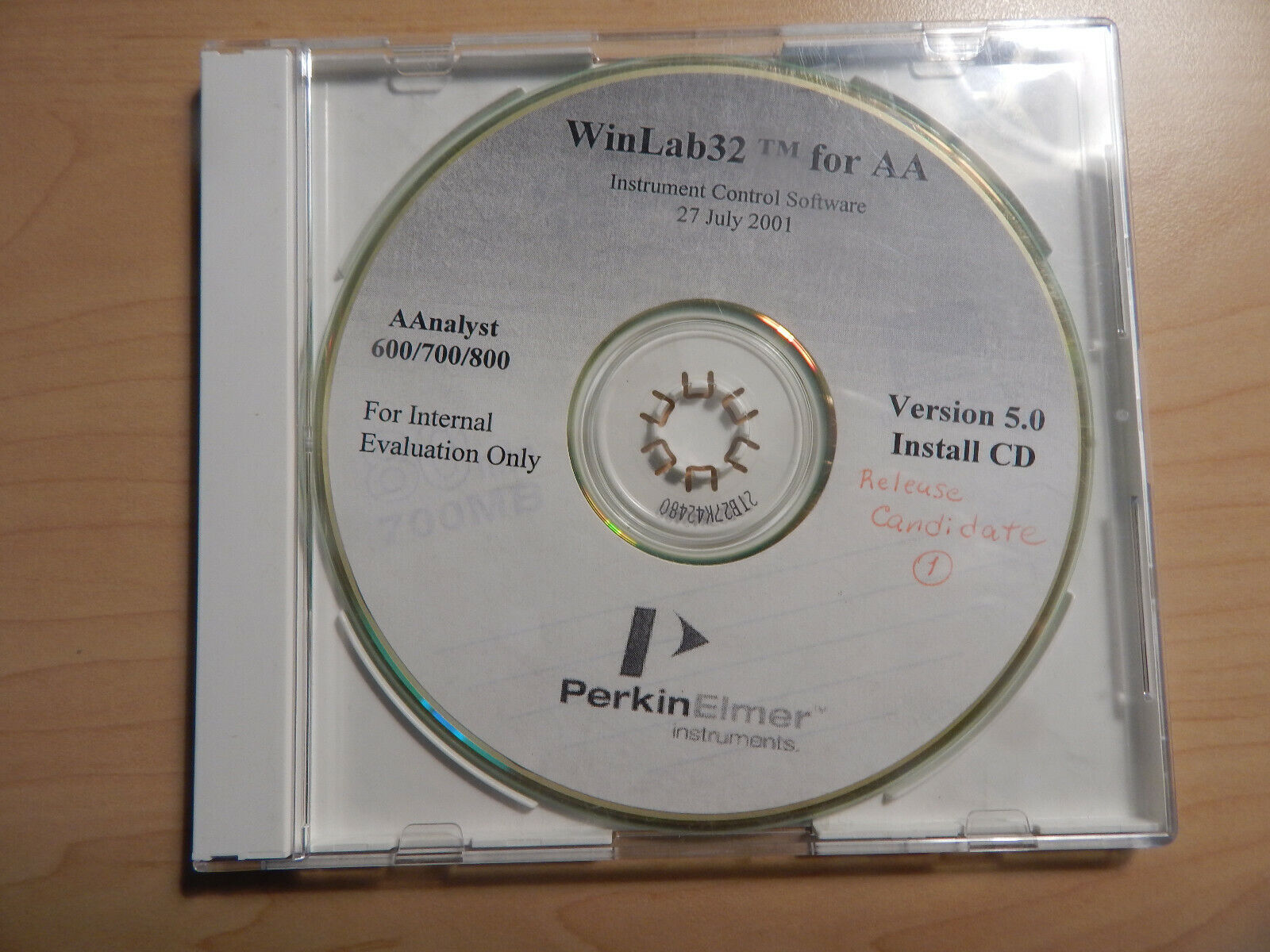 A CD with a label that says "WinLab32 for AA".
